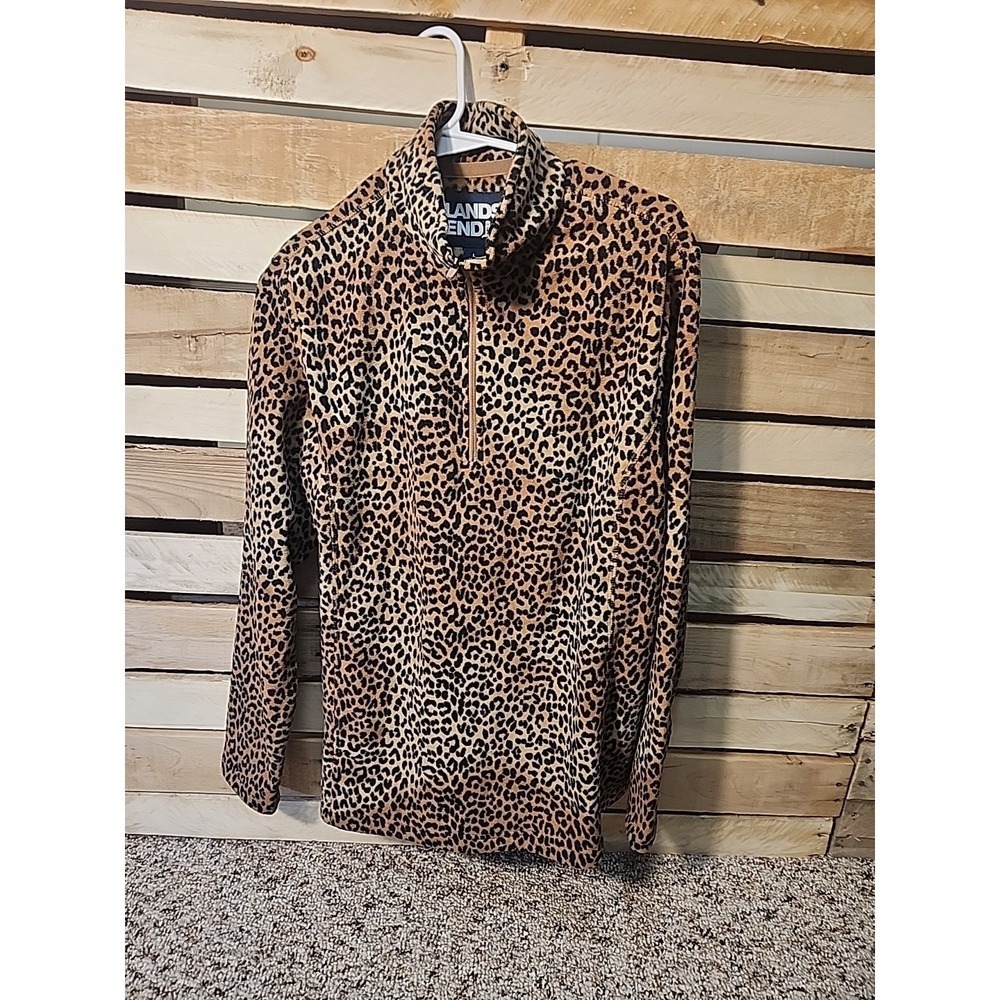 Lands‎ End Large 1/2 Zip Animal Print Fleece Sweater Jacket